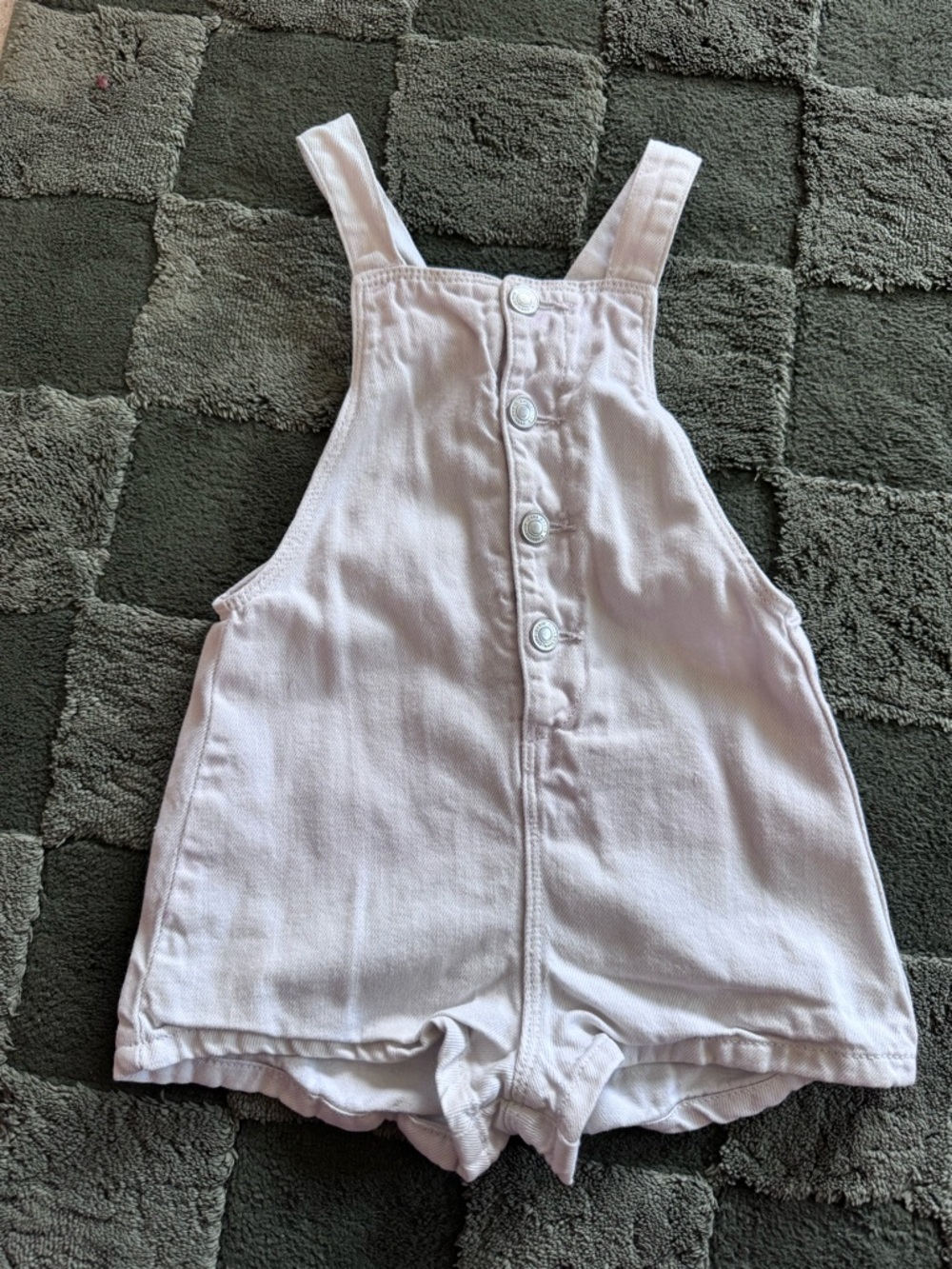 Zara Light Pink Button-Front Denim Short Romper